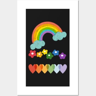 Rainbow with Flower summer Posters and Art